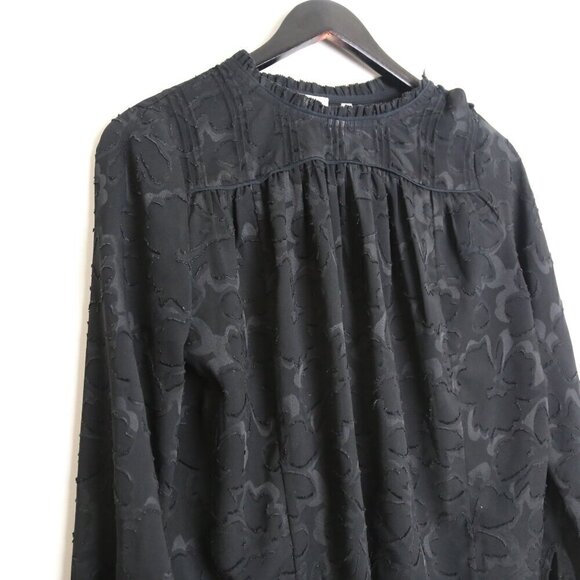 Aritzia Wilfred Lourdes Chiffon Prairie Black Silk Trim Blouse Size XS - Picture 2 of 9